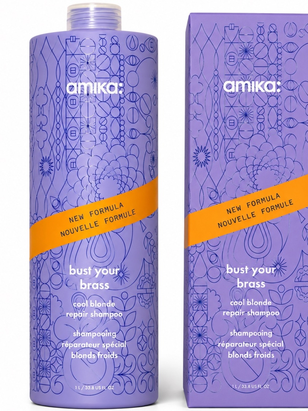 Amika Bust Your Brass Purple Shampoo Liter NIB